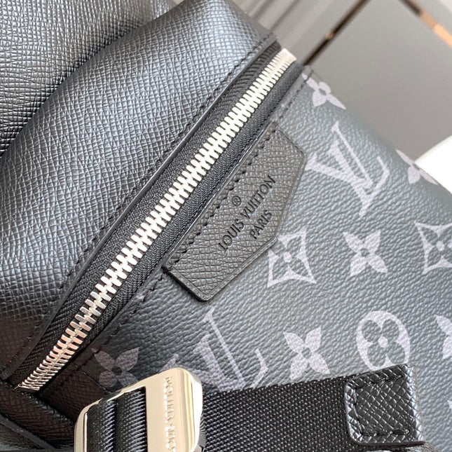 BACKPACK 45 IN BLACK CALFSKIN AND GUN METAL MONOGRAM ECLIPSE CANVAS