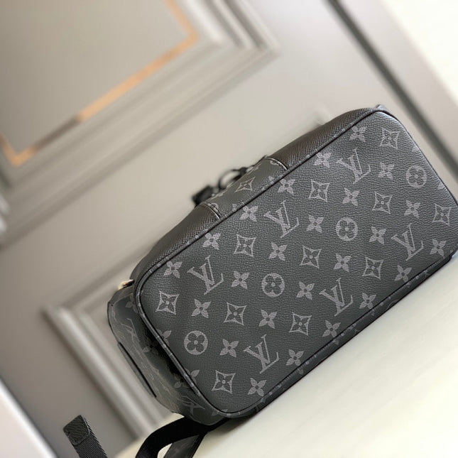 BACKPACK 45 IN BLACK CALFSKIN AND GUN METAL MONOGRAM ECLIPSE CANVAS