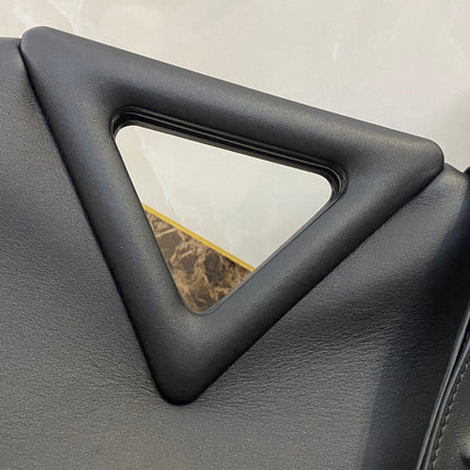TRIANGLE HANDLE BAG 31 IN BLACK LAMBSKIN