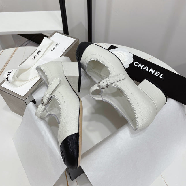 CC MARY JANE BLOCK HEEL WHITE SHEEPSKIN