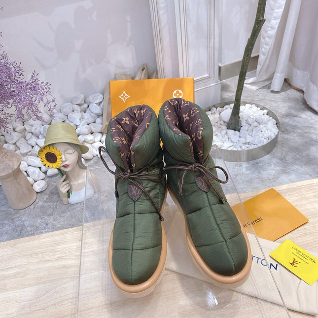 PILLOW COMFORT ANKLE BOOTS IN ARMY GREEN NYLON