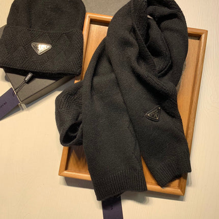 SET SCARF AND HAT IN BLACK WOOL AND RABBIT FUR 416369