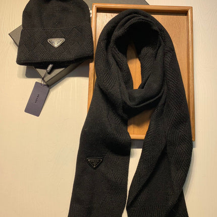 SET SCARF AND HAT IN BLACK WOOL AND RABBIT FUR 416369