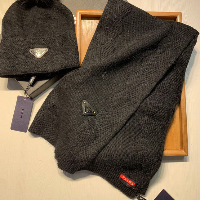SET SCARF AND HAT IN BLACK WOOL AND RABBIT FUR 416369