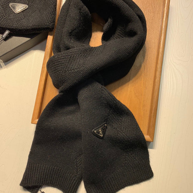 SET SCARF AND HAT IN BLACK WOOL AND RABBIT FUR 416369