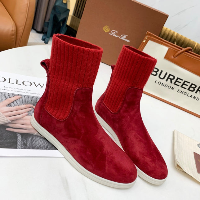 LP COCOON WALK ANKLE BOOTS CHERRY CASHMERE FABRIC