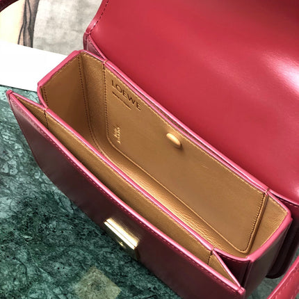 LOE GOYA BAG 18 IN CHERRY RED SILK CALFSKIN