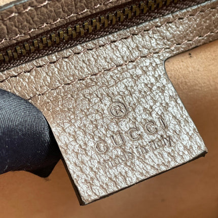 GG MINI 25 HANDBAG IN BEIGE CANVAS AND BROWN CALFSKIN