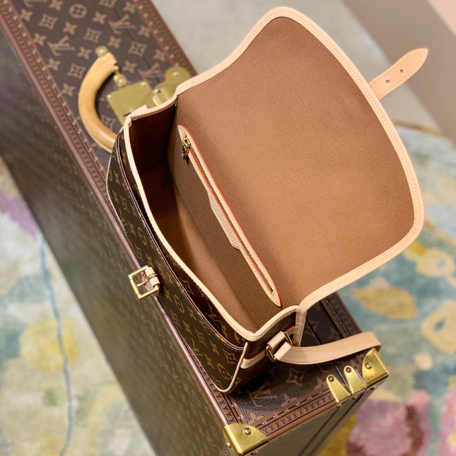 DIANE 27 IN BROWN MONOGRAM COATED CANVAS AND CALFSKIN
