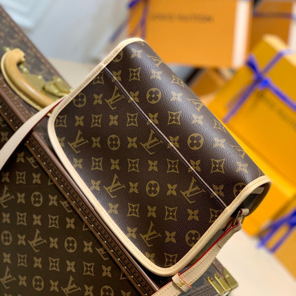 DIANE 27 IN BROWN MONOGRAM COATED CANVAS AND CALFSKIN