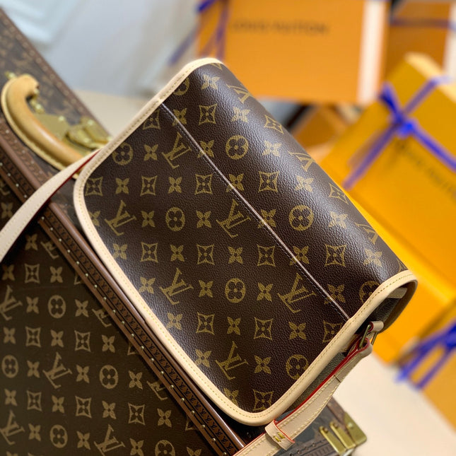DIANE 27 IN BROWN MONOGRAM COATED CANVAS AND CALFSKIN