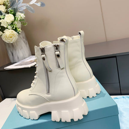 PRADA 25S SNOW BOOTS  IN WHITE CALFSKIN