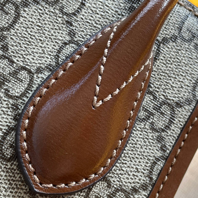 MINI TOTE  20 BAG IN BEIGE CANVAS AND BROWN CALFSKIN