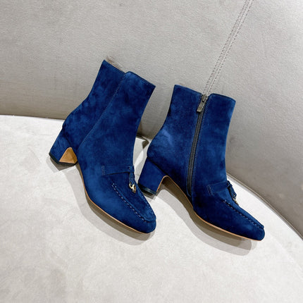 LP CHARMS ANKLE BOOTS METAL LOCK COBALT SUEDE