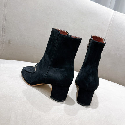 LP CHARMS ANKLE BOOTS METAL LOCK DENIM SUEDE