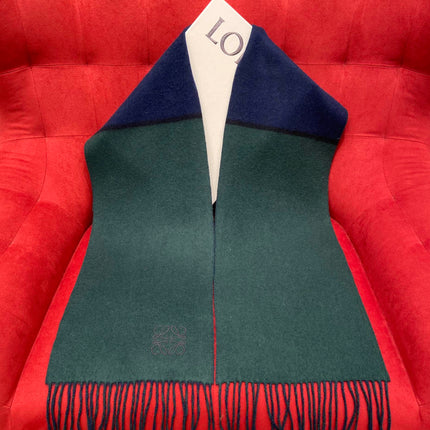 SCARF 180 CM IN GREEN FOREST MIX NAVY BLUE WOOL 410001