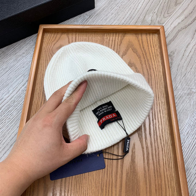 BEANIE HAT IN WHITE WOOL 431356