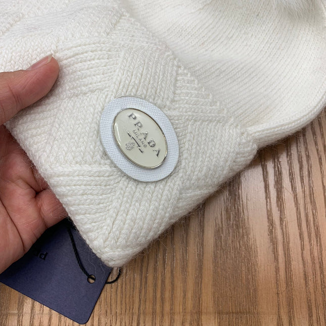 BEANIE HAT IN WHITE WOOL AND RABBIT FUR 346716