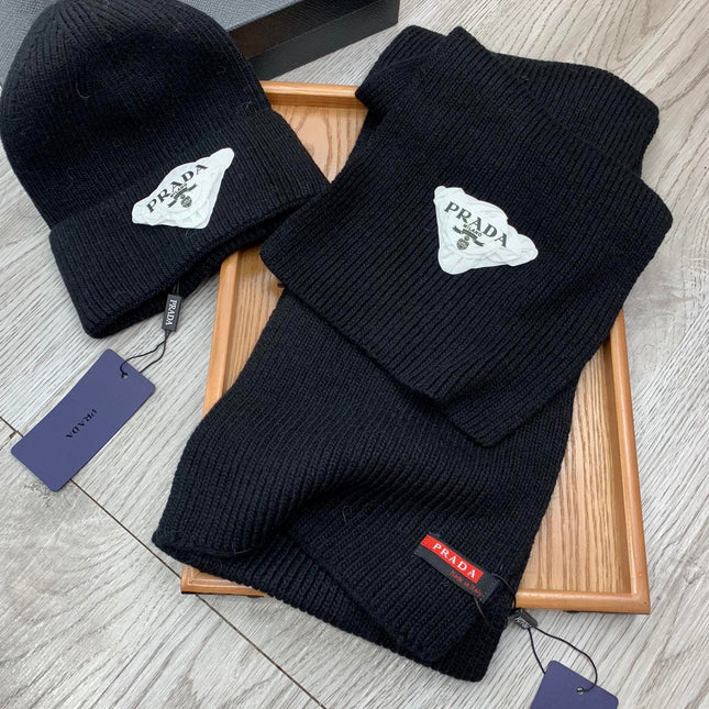 SET SCARF AND HAT IN BLACK WOOL AND RABBIT FUR 386077