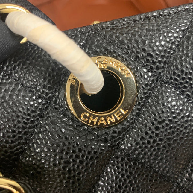 CHANEL 25S MEDALLION TOTE 33 CM IN BLACK CAVIAR WITH GOLD HARDWARE