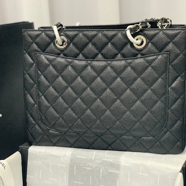 CHANEL 25S MEDALLION TOTE 33 CM IN BLACK CAVIAR WITH SILVER HARDWARE
