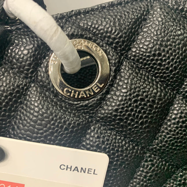 CHANEL 25S MEDALLION TOTE 33 CM IN BLACK CAVIAR WITH SILVER HARDWARE