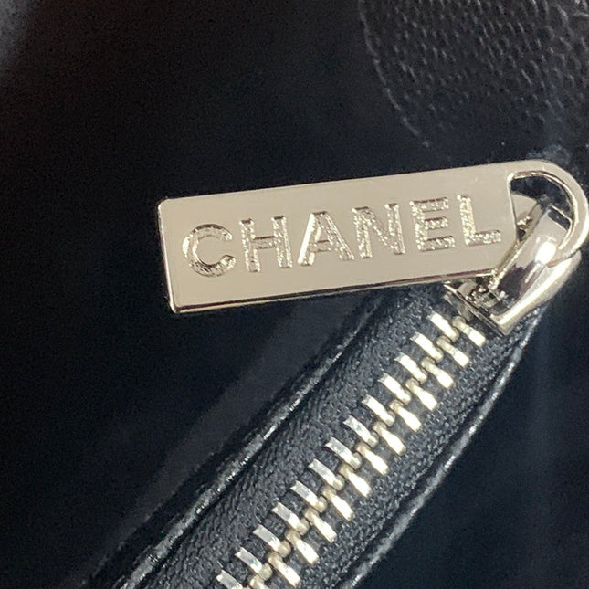 CHANEL 25S MEDALLION TOTE 33 CM IN BLACK CAVIAR WITH SILVER HARDWARE