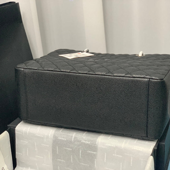 CHANEL 25S MEDALLION TOTE 33 CM IN BLACK CAVIAR WITH SILVER HARDWARE