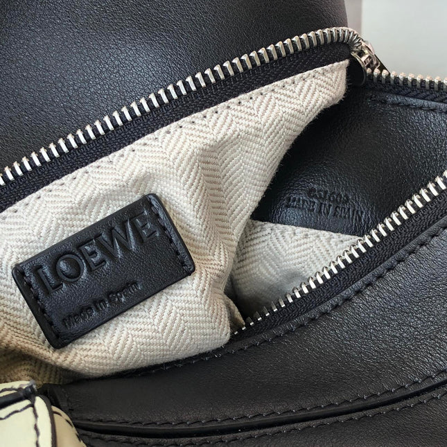 LOE MINI PUZZLE 18 BAG IN BLACK MIX WHITE CALFSKIN