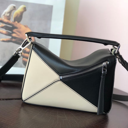 LOE MINI PUZZLE 18 BAG IN BLACK MIX WHITE CALFSKIN