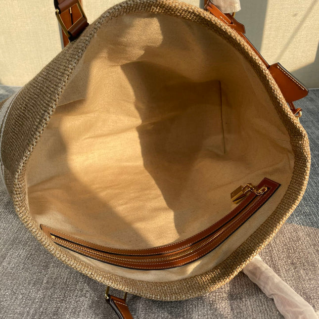 CABAS 44 PRINTED CANVAS BROWN WHITE TOTE