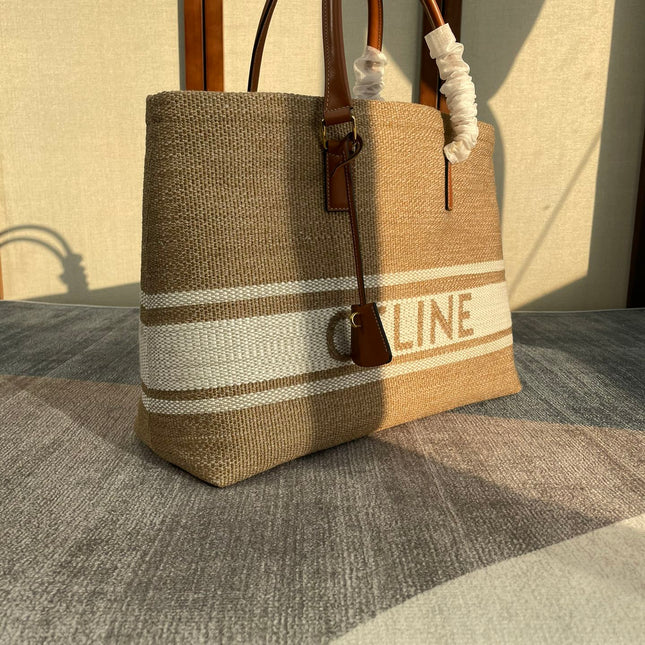 CABAS 44 PRINTED CANVAS BROWN WHITE TOTE