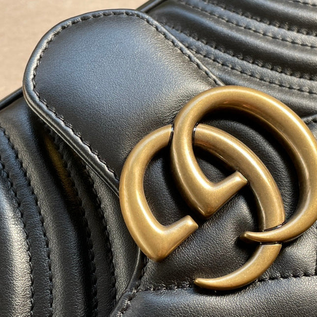 GG MARMONT MATELASSÉ LARGE 26 BAG BLACK CALFSKIN