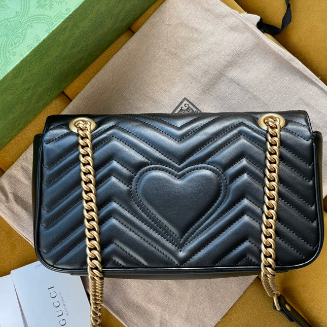GG MARMONT MATELASSÉ LARGE 26 BAG BLACK CALFSKIN
