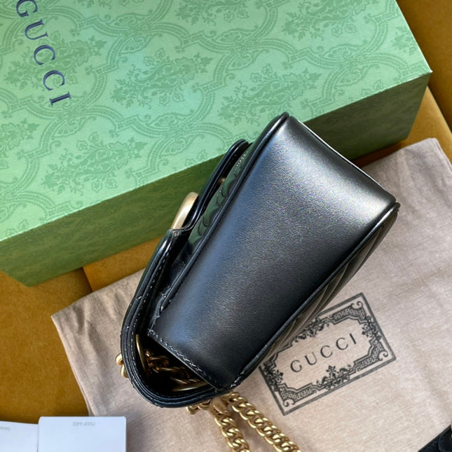 GG MARMONT MATELASSÉ LARGE 26 BAG BLACK CALFSKIN