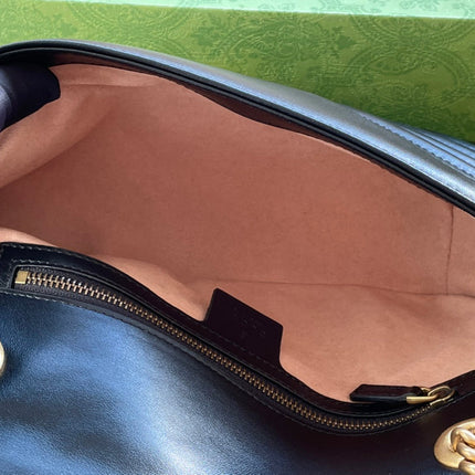 GG MARMONT MATELASSÉ LARGE 26 BAG BLACK CALFSKIN