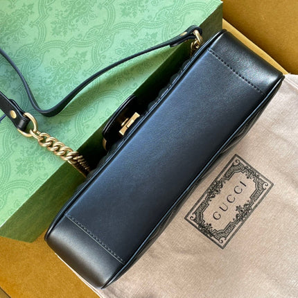GG MARMONT MATELASSÉ LARGE 26 BAG BLACK CALFSKIN