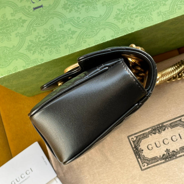 GG MARMONT MATELASSÉ SMALL 22 BAG BLACK CALFSKIN