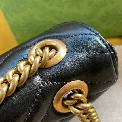 GG MARMONT MATELASSÉ SMALL 22 BAG BLACK CALFSKIN