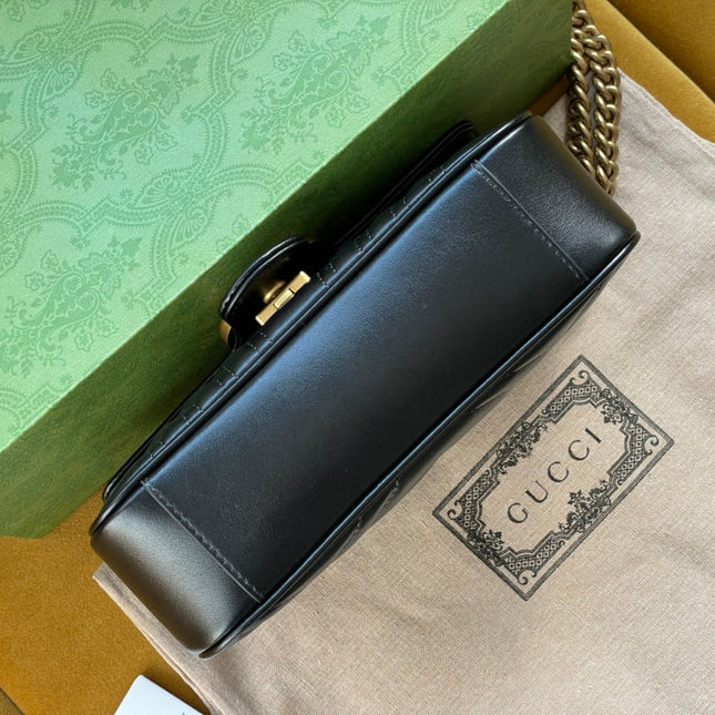 GG MARMONT MATELASSÉ SMALL 22 BAG BLACK CALFSKIN