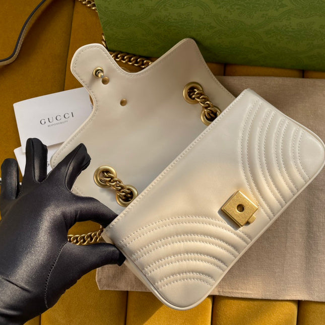 GG MARMONT MATELASSÉ SMALL 22 BAG WHITE CALFSKIN