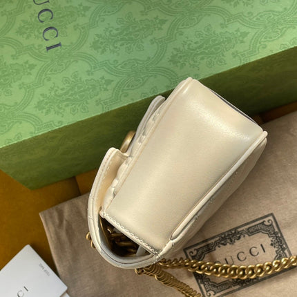 GG MARMONT MATELASSÉ SMALL 22 BAG WHITE CALFSKIN