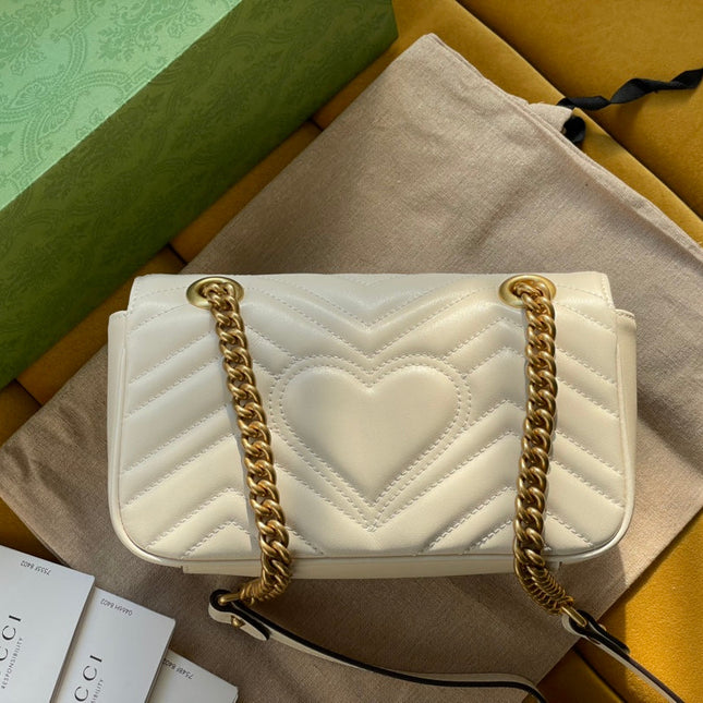 GG MARMONT MATELASSÉ SMALL 22 BAG WHITE CALFSKIN