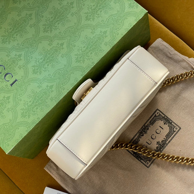 GG MARMONT MATELASSÉ SMALL 22 BAG WHITE CALFSKIN