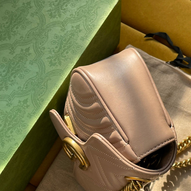 GG MARMONT MATELASSÉ SMALL 22 BAG BEIGE CALFSKIN