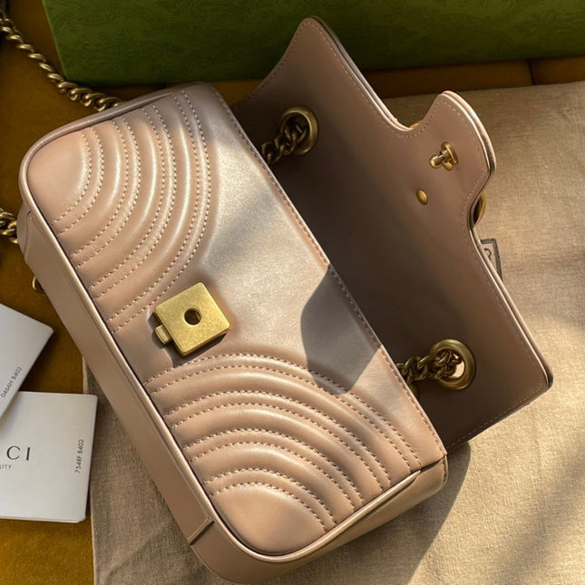 GG MARMONT MATELASSÉ SMALL 22 BAG BEIGE CALFSKIN