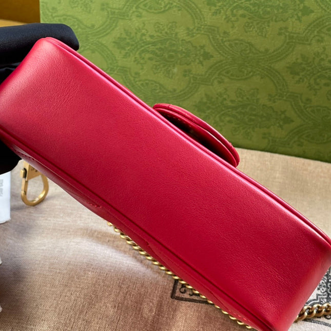 GG MARMONT MINI 16 BAG IN RED PINK CALFSKIN