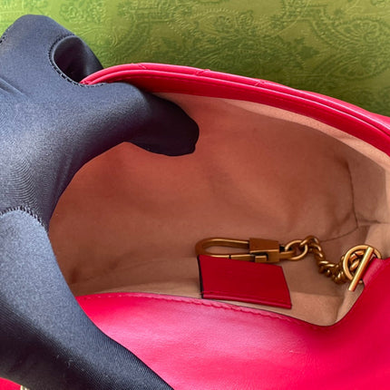 GG MARMONT MINI 16 BAG IN RED PINK CALFSKIN