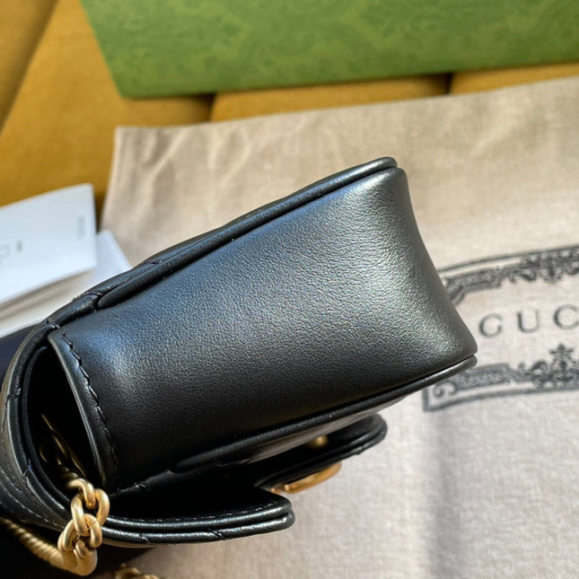 GG MARMONT MINI 16 BAG IN BLACK CALFSKIN