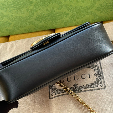 GG MARMONT MINI 16 BAG IN BLACK CALFSKIN